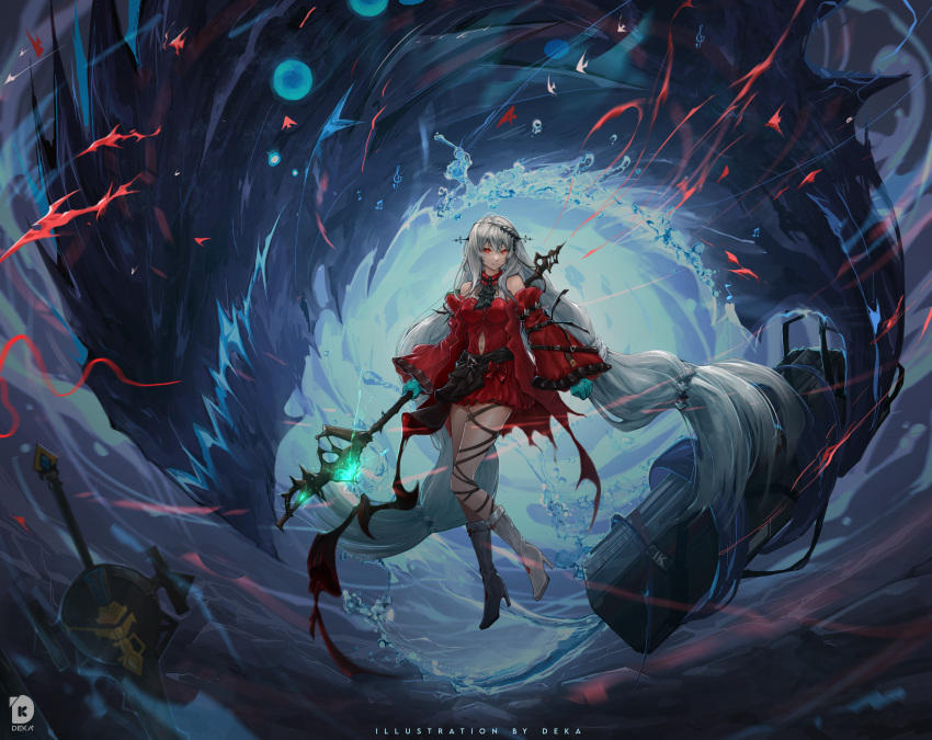 1girl, absurdres, air_bubble, angelfish, arknights, artist_logo, artist_name, ascot