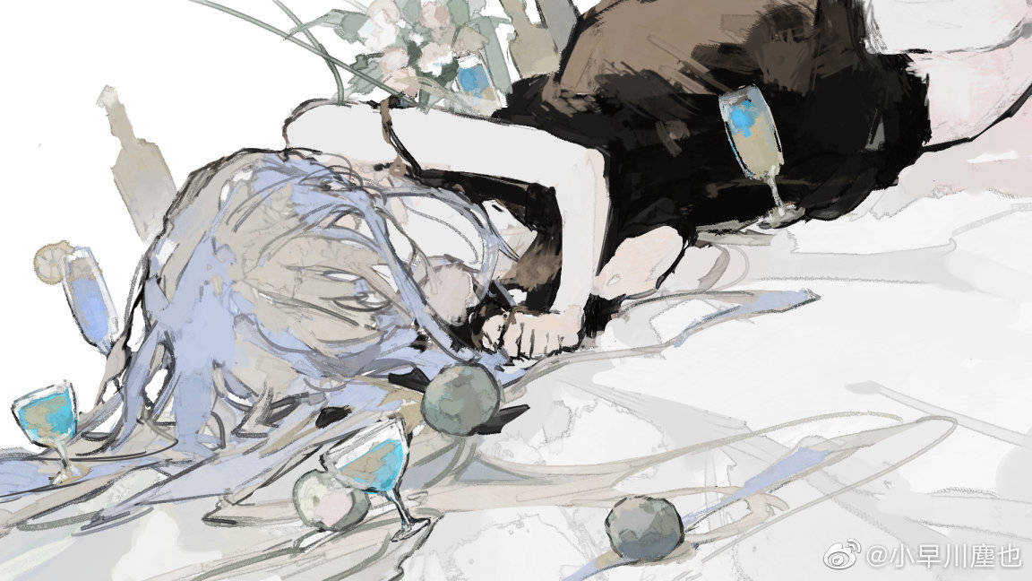 1girl, bow_legwear, dress, dual_persona, goqiu, grey_ribbon, holding, kobayakawa_chiriya