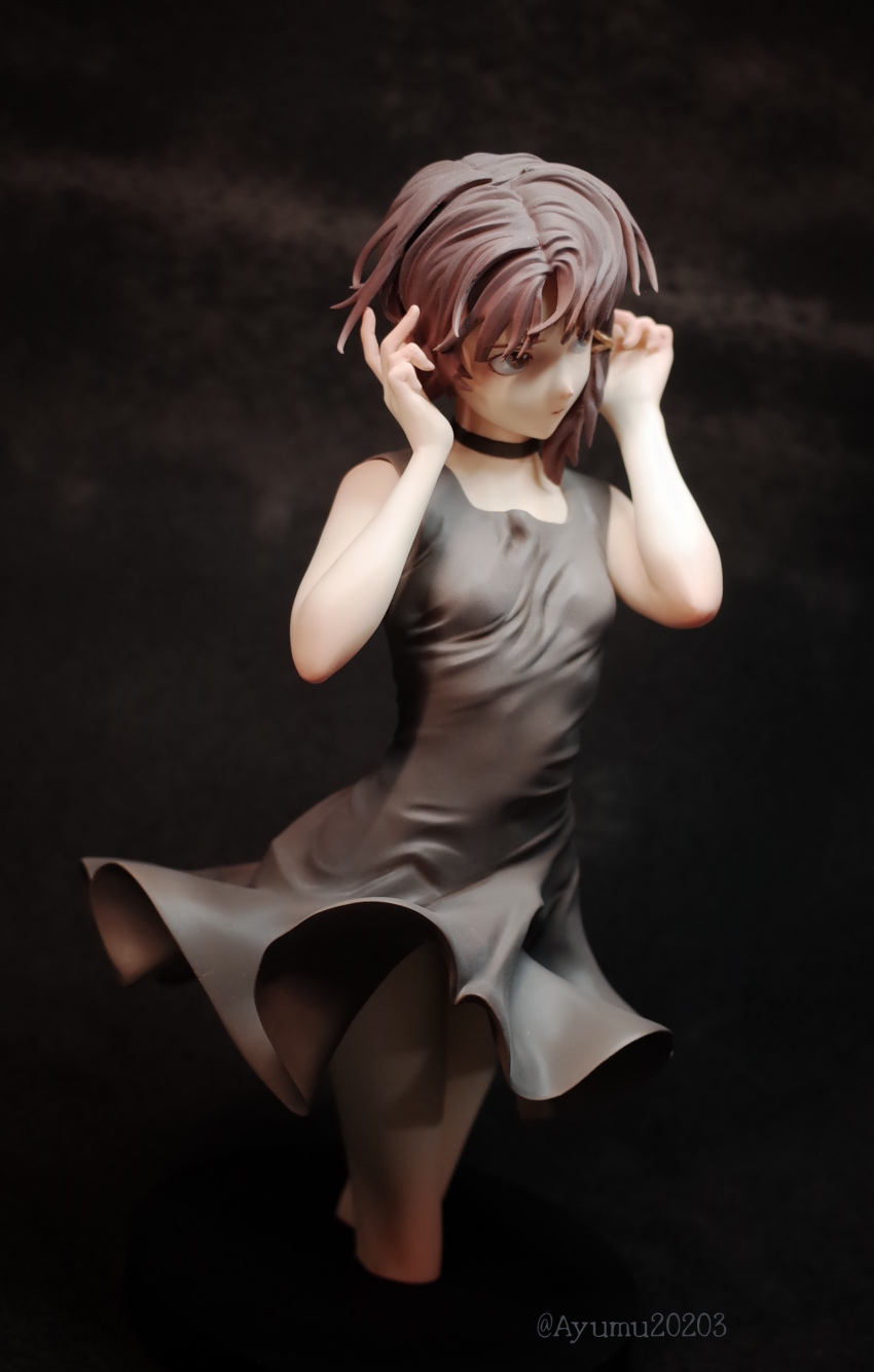 1girl, absurdres, breasts, brown_eyes, brown_hair, choker, dress, garage_kit_(medium)