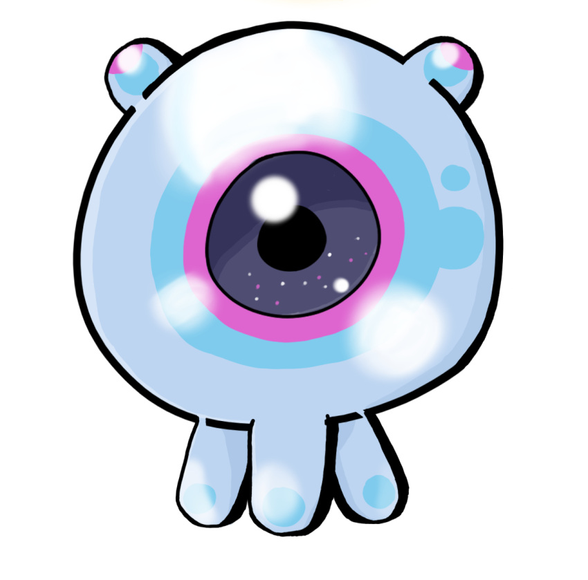 blue_skin, circle, colored_skin, digimon, floating, fluff_(artist), jellyfish, looking_at_viewer