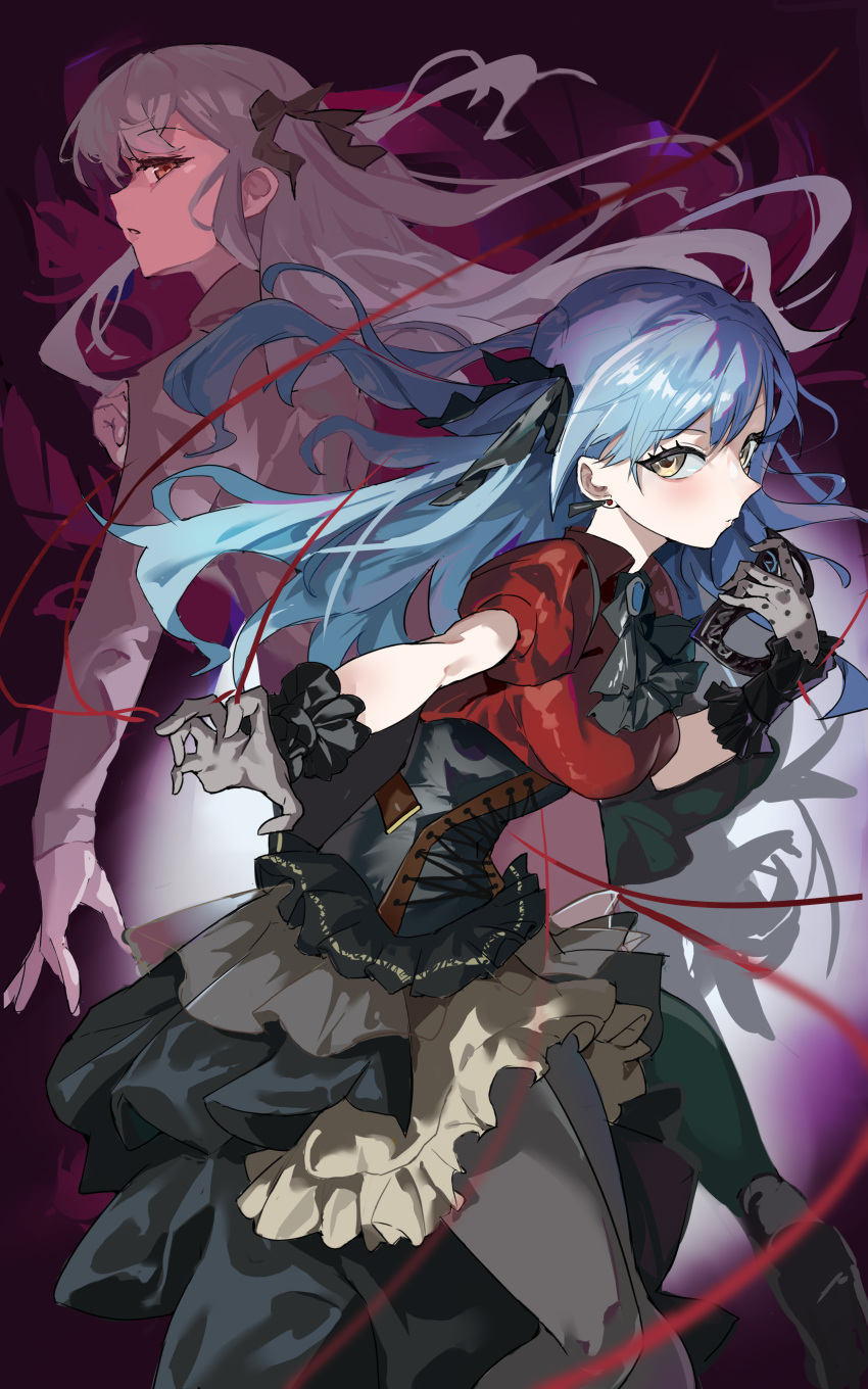 1girl, absurdres, ascot, bang_dream!, bang_dream!_it's_mygo!!!!!, black_ascot, black_corset, black_gloves