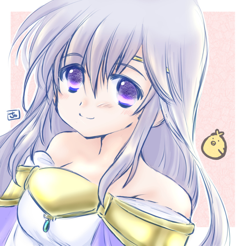 1girl, bare_shoulders, blush, chuchi_suko, circlet, dress, fire_emblem, fire_emblem:_genealogy_of_the_holy_war