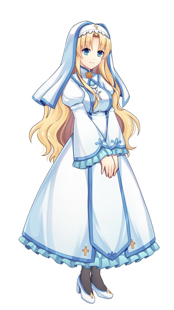 1girl, blonde_hair, blue_eyes, briella_(eternal_senia), coif, dress, eternal_senia, eternal_senia_2:hydrangea_after_the_rain