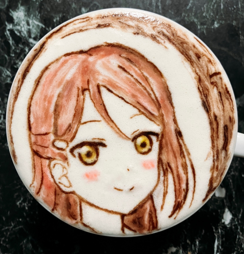 1girl, blush, closed_mouth, commentary_request, food_art_(medium), hair_ornament, hairclip, half_updo