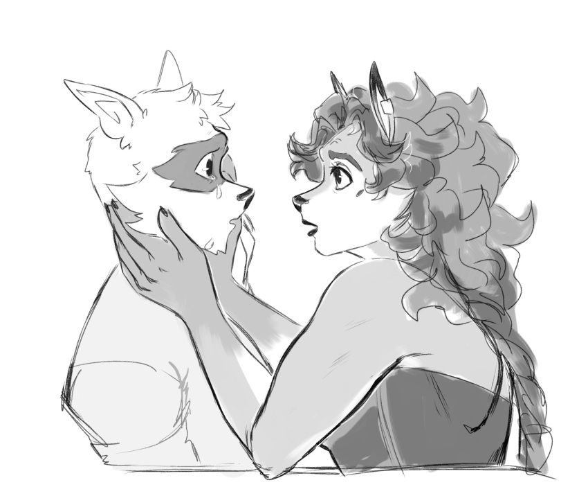 1boy, 1girl, animal_ears, carmelita_fox, crying, english_commentary, fox_ears, fox_girl