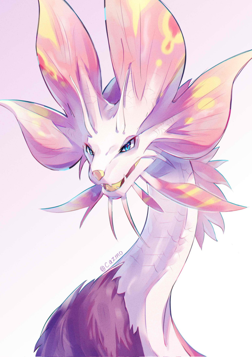 artist_name, blue_eyes, cazmo, dragon, eastern_dragon, hashtag-only_commentary, highres, long_neck