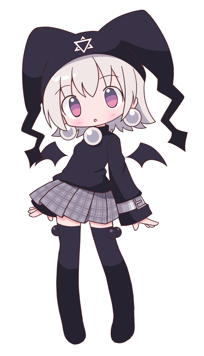 1girl, bat_wings, black_boots, black_shirt, blonde_hair, boots, chibi, chibi_only