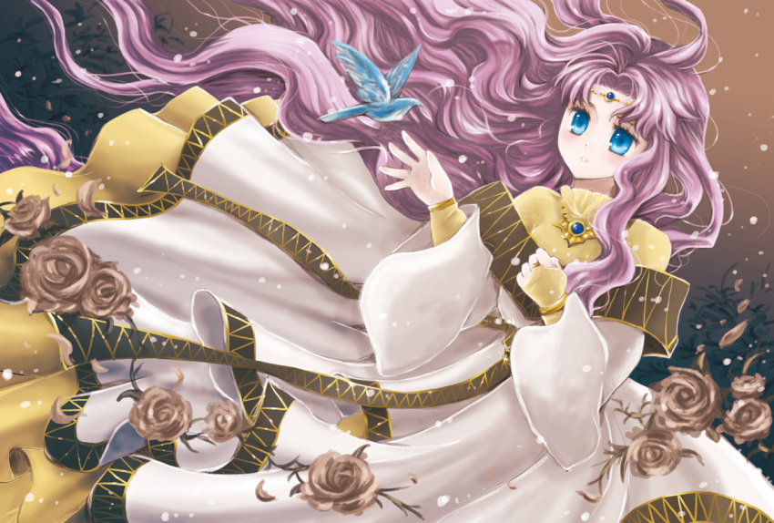 brown_rose, character_request, dreamsaga, fire_emblem, fire_emblem:_thracia_776, fire_emblem_thracia_776, flower, long_hair, purple_hair, rose, sara_(fire_emblem), solo