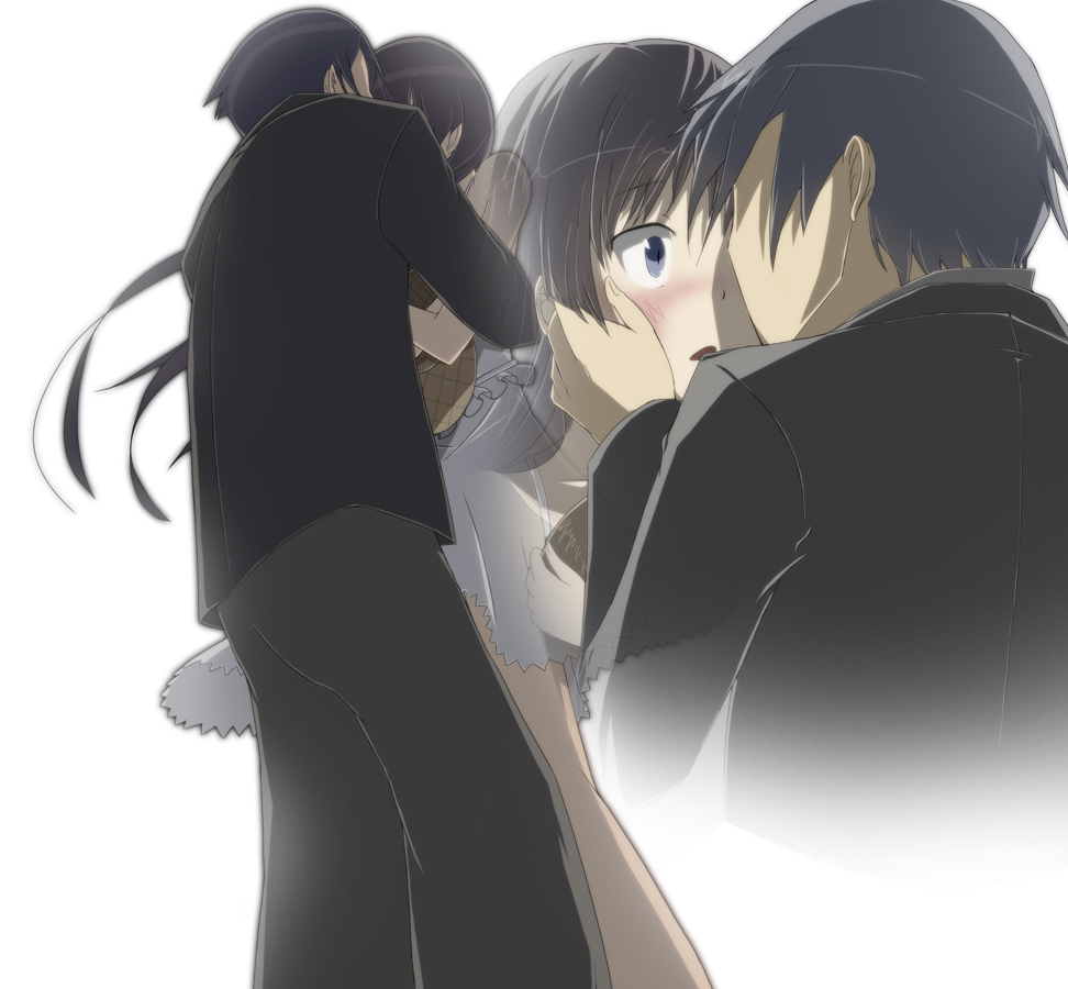 black_hair, blush, couple, gokou_ruri, incipient_kiss, inset, kousaka_kyousuke, long_hair