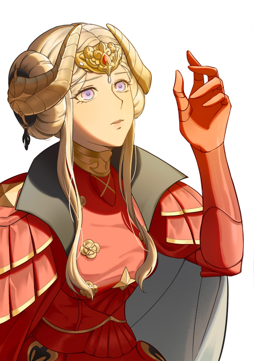 1girl, armor, cape, commentary, edelgard_von_hresvelg, edelgard_von_hresvelg_(post_timeskip), english_commentary, fake_horns
