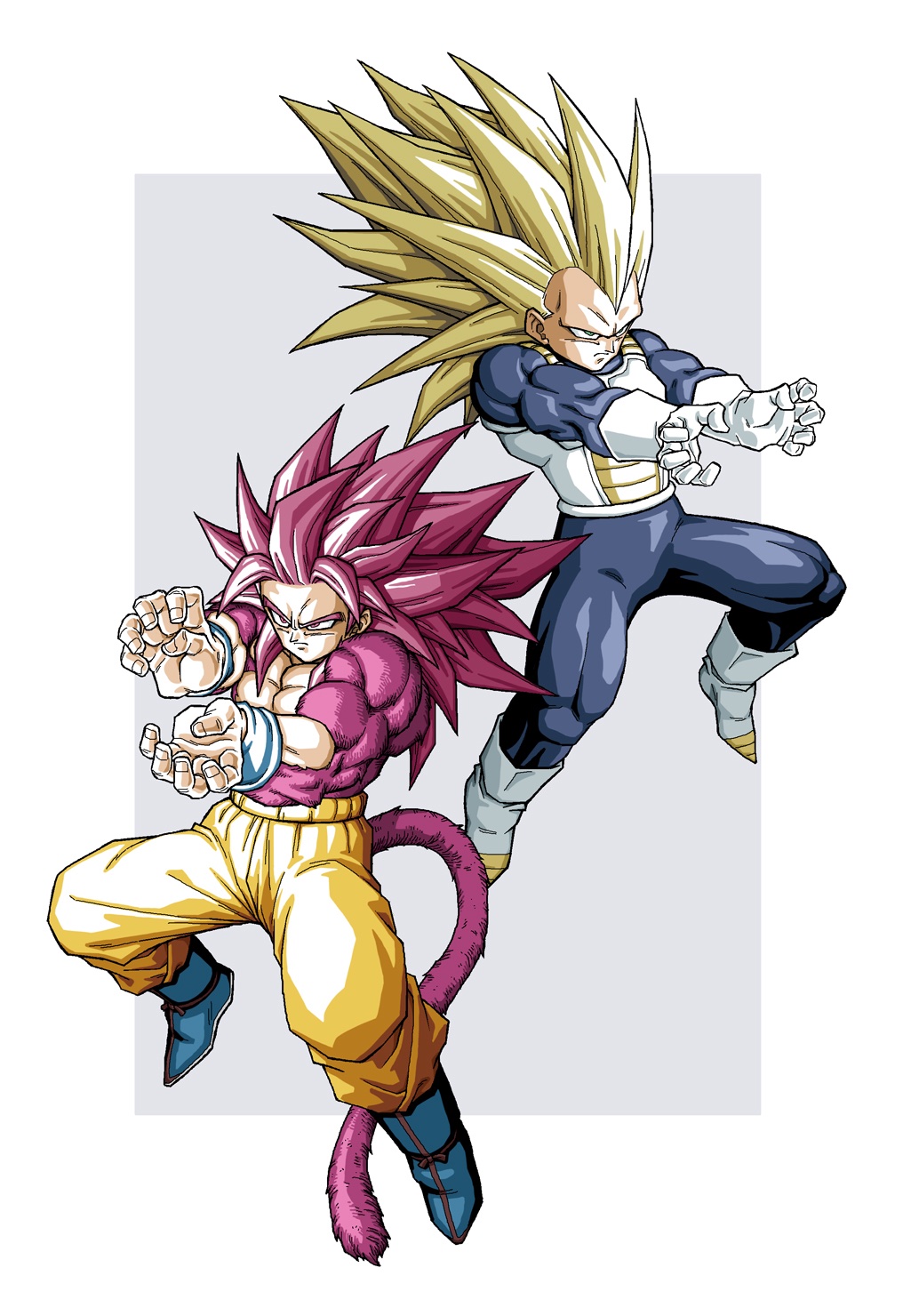 2boys, armor, blue_bodysuit, body_fur, bodysuit, boots, border, dragon_ball