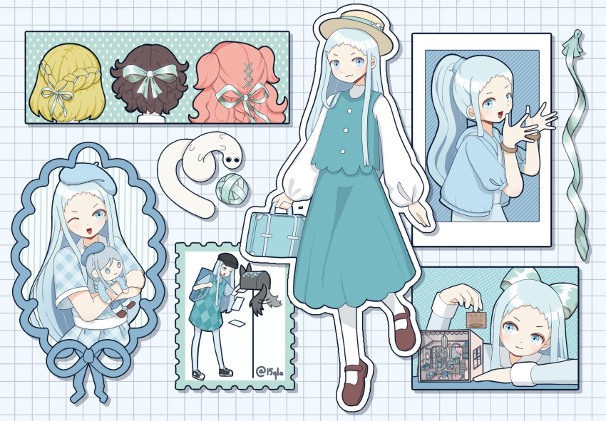 15qla, 4girls, agott_(tongari_boushi_no_atelier), bad_anatomy, bad_hands, beret, blonde_hair, blue_eyes