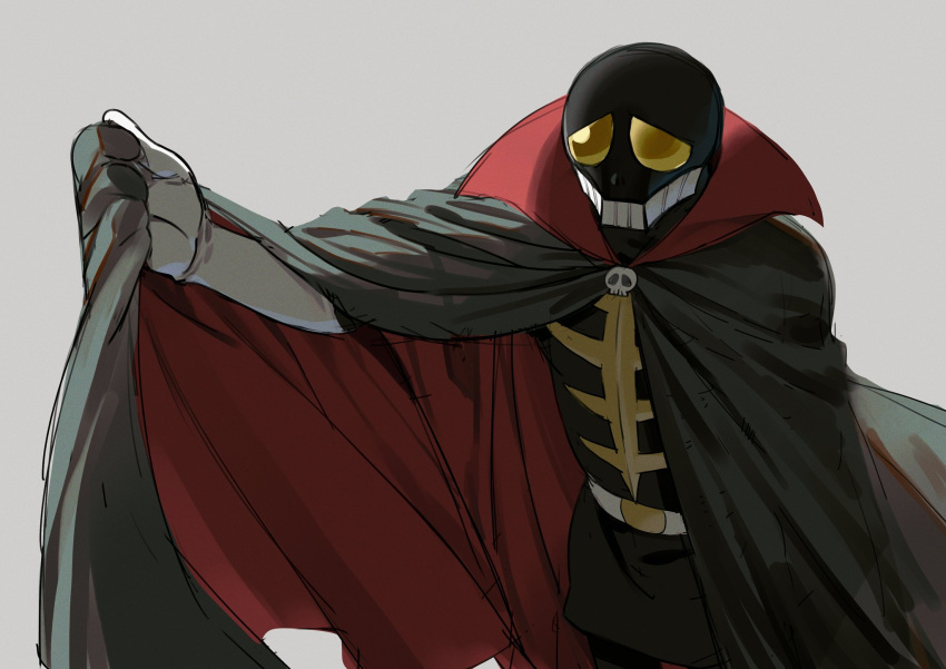 1boy, belt, black_boots, black_cape, black_ghost, black_mask, boots, cape