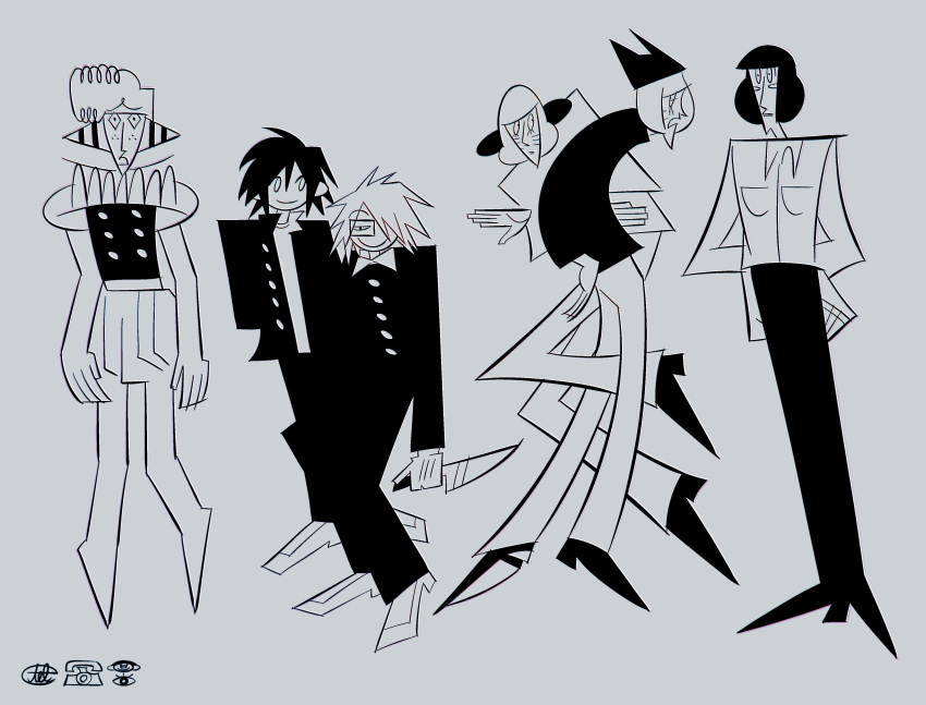 6+boys, absurdres, afro, animal_ear_headwear, artist_name, beanie, blush_stickers, bodysuit