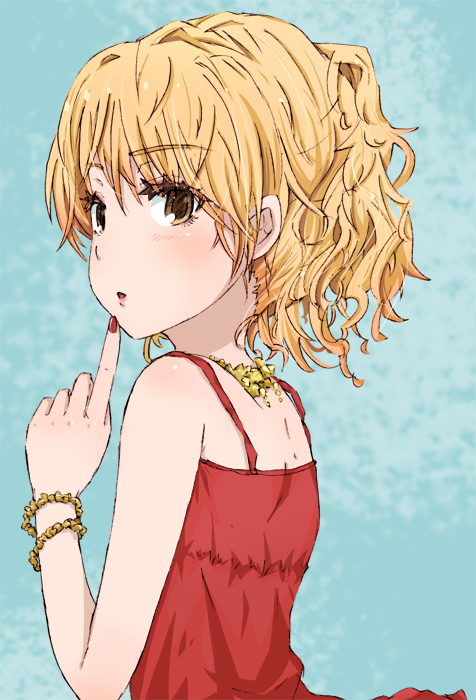 bracelet, character_request, collar, jewelry, messy_hair, nail_polish, osakana_(youkina_kabe), ponytail
