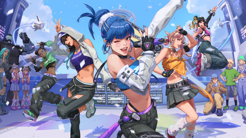 absurdres, ashe_(overwatch), bob_(overwatch), bowler_hat, clothed_robot, d.va_(overwatch), earrings, fingerless_gloves