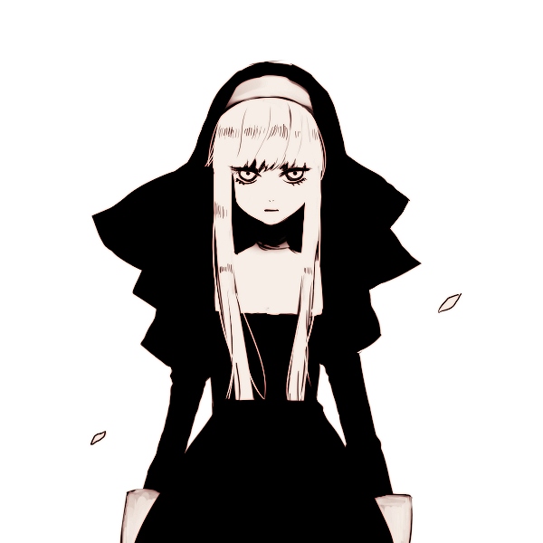beatmania, beatmania_iidx, hannes_farrugia, long_hair, monochrome, nun, solo, takakura_aki