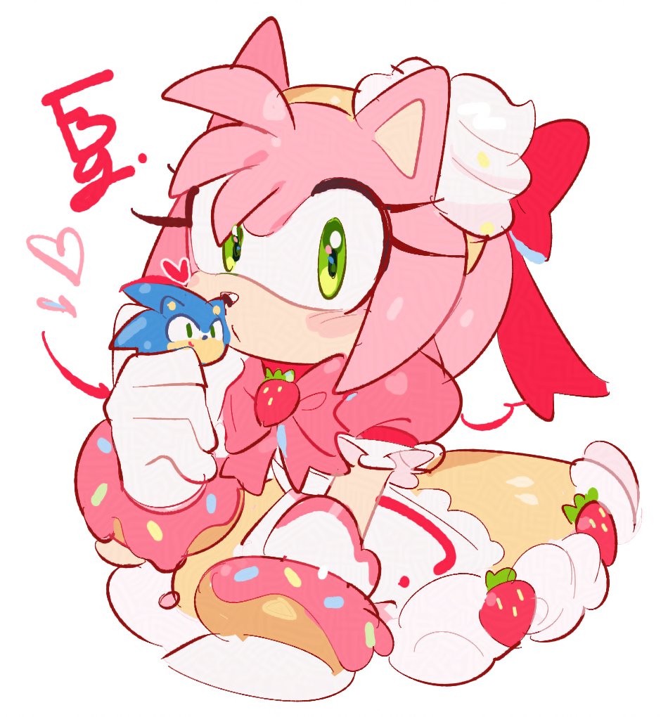 1girl, amy_rose, amy_rose_(dulce), animal_ears, animal_nose, bow, character_charm, charm_(object)