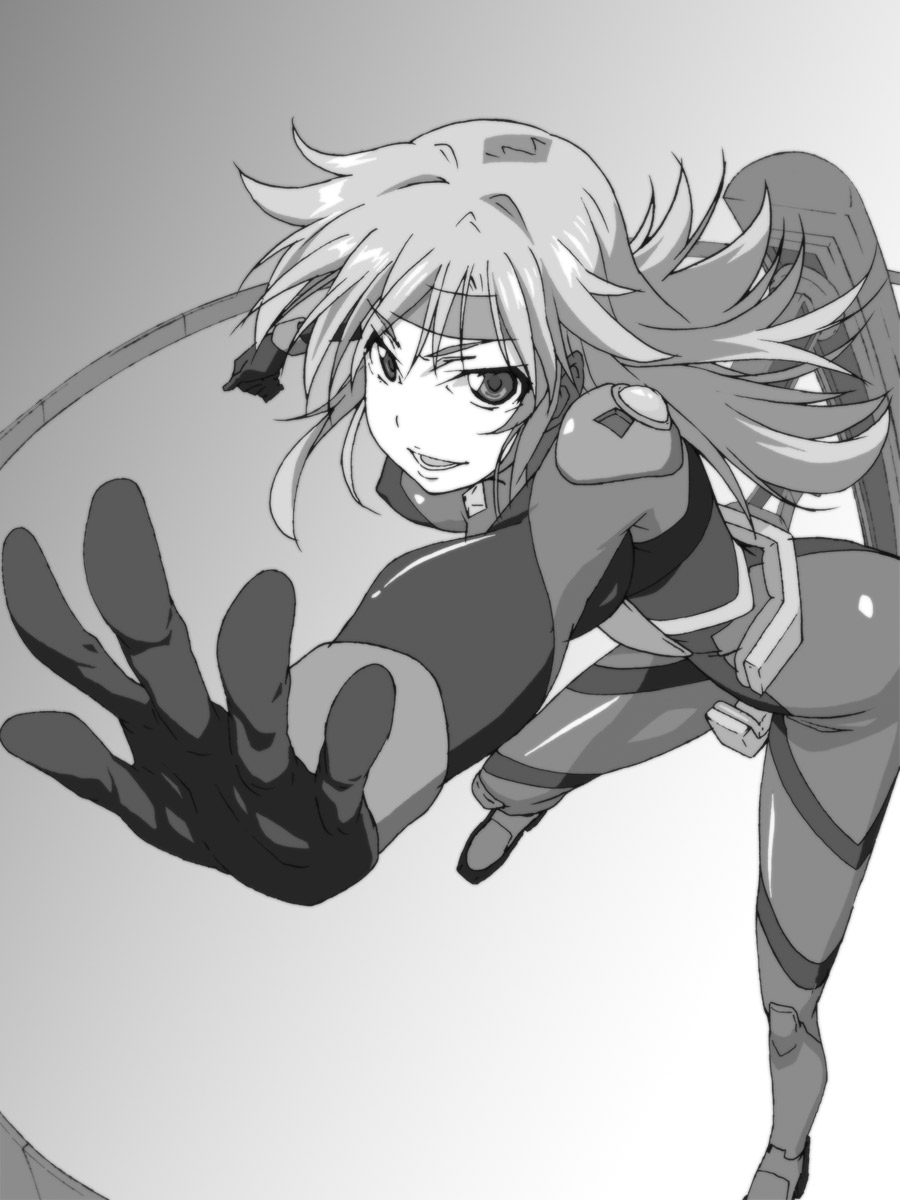 headband, highres, lune_zoldark, monochrome, super_robot_wars, wittsu