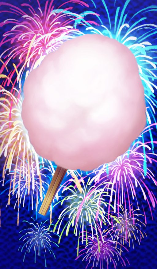aerial_fireworks, blue_background, candy, commentary, cotton_candy, fate/grand_order, fate_(series), firework_background