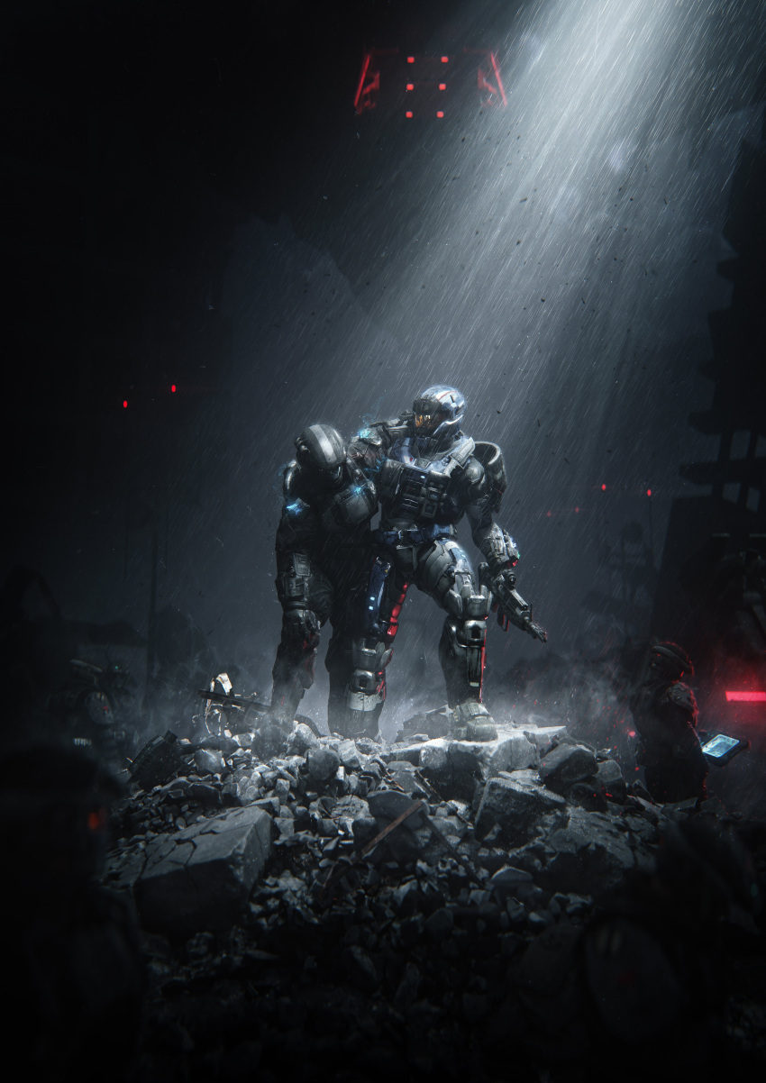 2204design, 2boys, absurdres, armor, dark, full_armor, halo_(series), highres