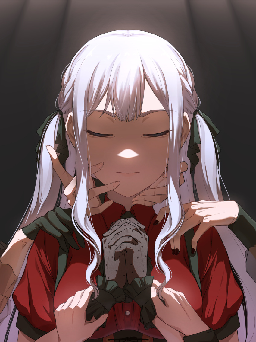 5girls, amoris_(bang_dream!), ave_mujica_(bang_dream!), bang_dream!, bang_dream!_it's_mygo!!!!!, black_corset, black_gloves, black_nails