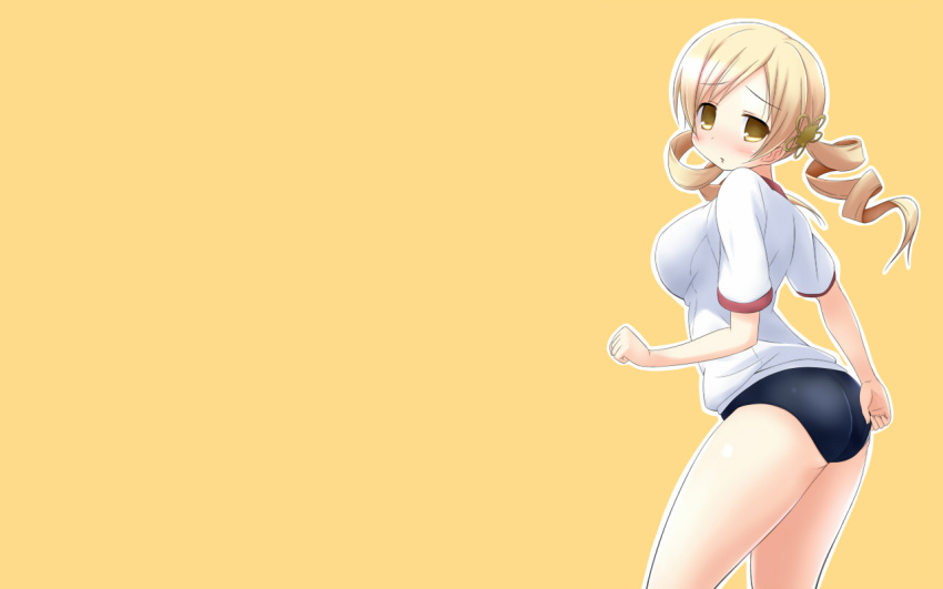 arche.x, blonde_hair, bloomers, blush, gym_uniform, mahou_shoujo_madoka_magica, tomoe_mami, yellow_eyes