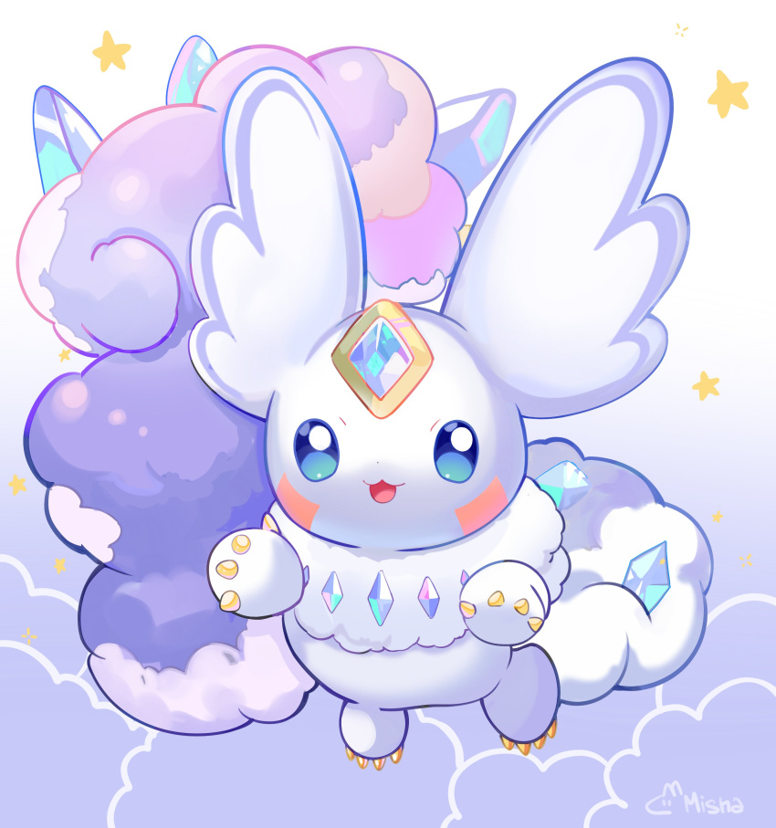 absurdres, blue_eyes, body_fur, digimon, digimon_(creature), forehead_jewel, full_body, gemmon