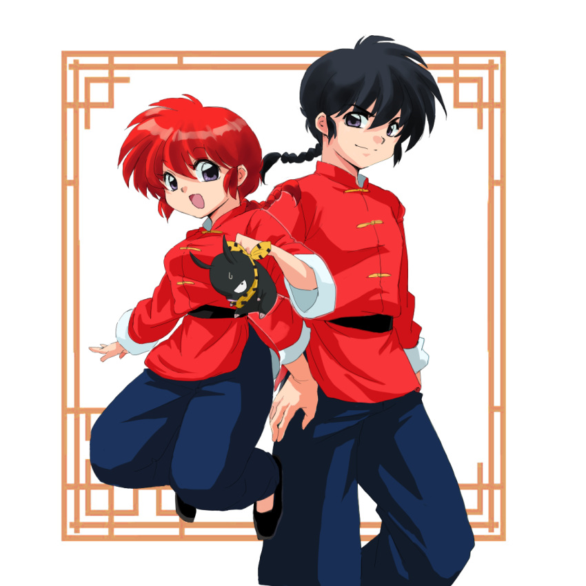 black_hair, braid, chinese_clothes, dual_persona, genderswap, hachune_(arai_280329), hibiki_ryouga, long_hair