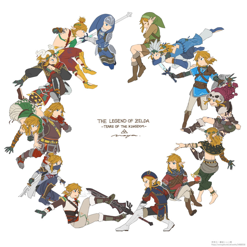 1boy, apple, archaic_set_(zelda), armor, barbarian_set_(zelda), beret, black_cape, black_pants