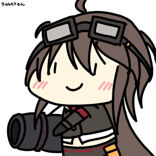 1girl, animated_gif, cannon, cannoneer, firing, goggles, goggles_on_head, long_hair