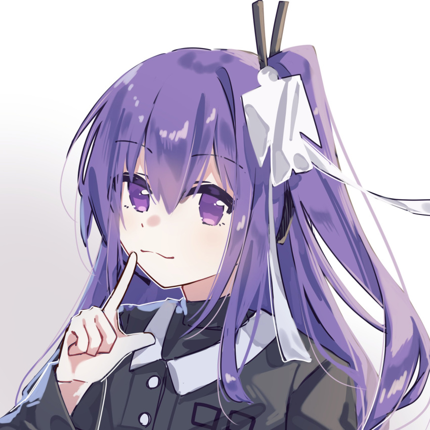 1girl, :3, black_shirt, buttons, closed_mouth, collared_shirt, colored_eyelashes, hair_between_eyes
