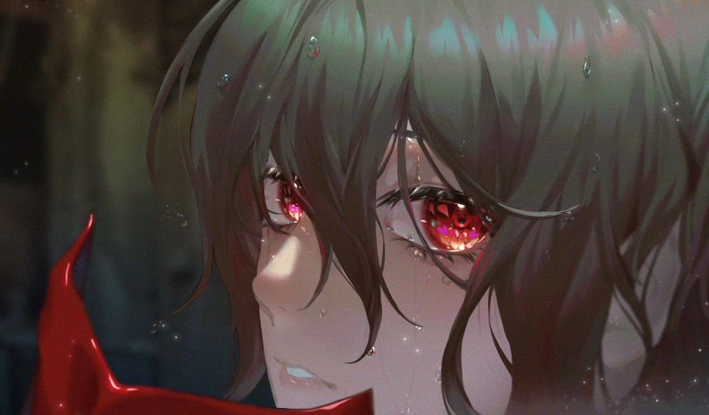 1boy, akechi_gorou, biaoqingfuhao, blurry, blurry_background, brown_hair, chinese_commentary, close-up