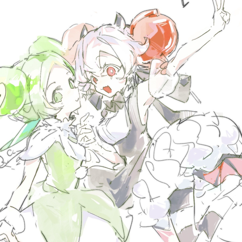 2girls, apple_faerie_cookie, black_dress, candy_apple_cookie, cookie_run, cookie_run:_kingdom, dress, green_dress