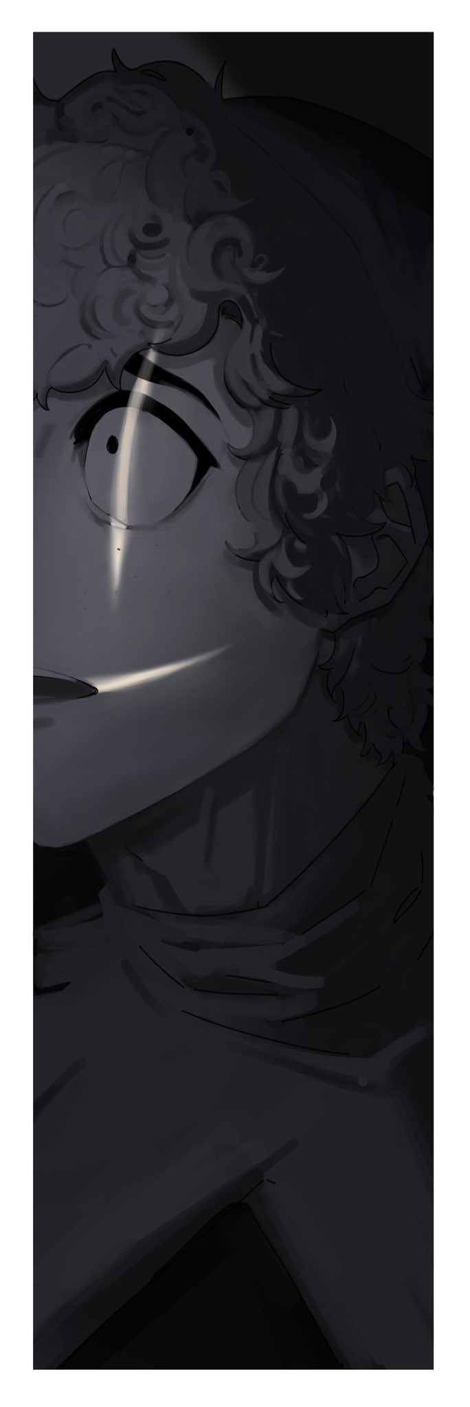 1boy, coco_199788, commentary, curly_hair, freckles, highres, jester, looking_to_the_side