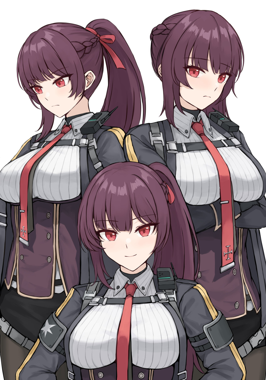 1girl, absurdres, black_jacket, breasts, collared_shirt, crossed_arms, girls'_frontline_2:_exilium, girls_frontline