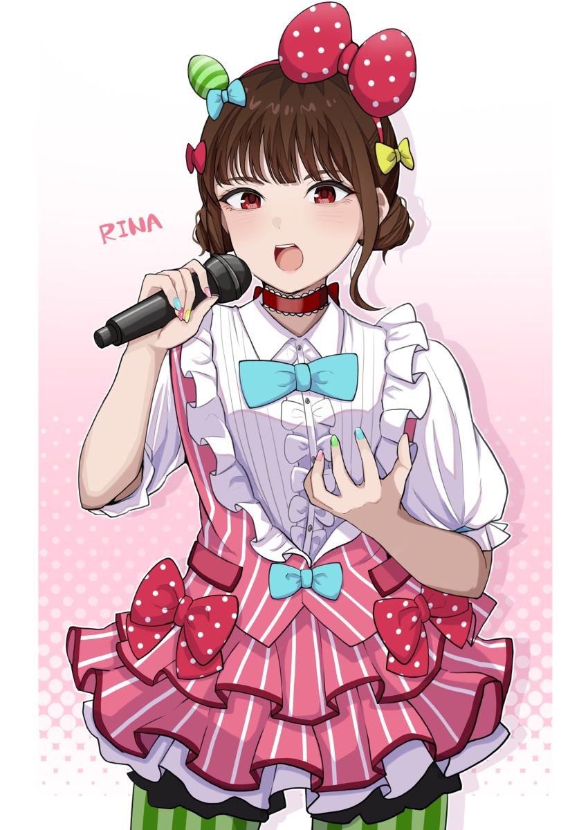 1girl, absurdres, blue_bow, blue_bowtie, blue_nails, blush, bow, bowtie