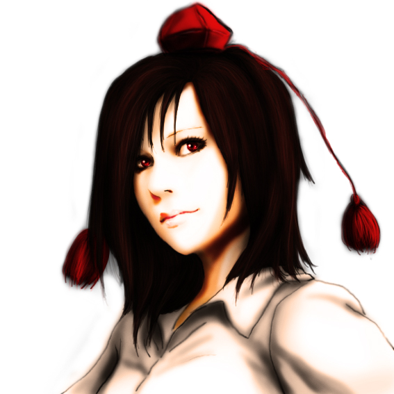 bad_id, black_hair, cielo_(zaki), cielozaki, hat, photorealistic, realistic, red_eyes