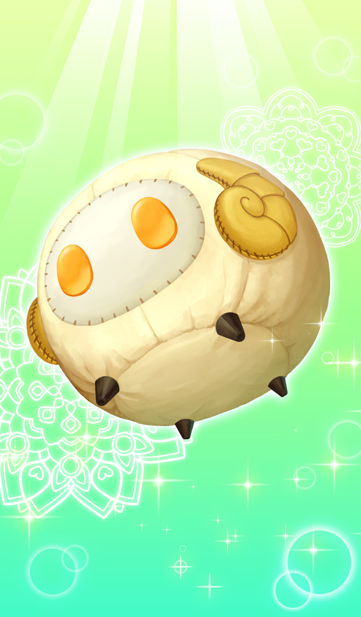 apollo_(fate), commentary, diffraction_spikes, fate/grand_order, fate_(series), green_background, herosumi, light_rays, no_humans, object_focus, official_art, sheep, sparkle_background, still_life, stuffed_animal, stuffed_toy, third-party_source