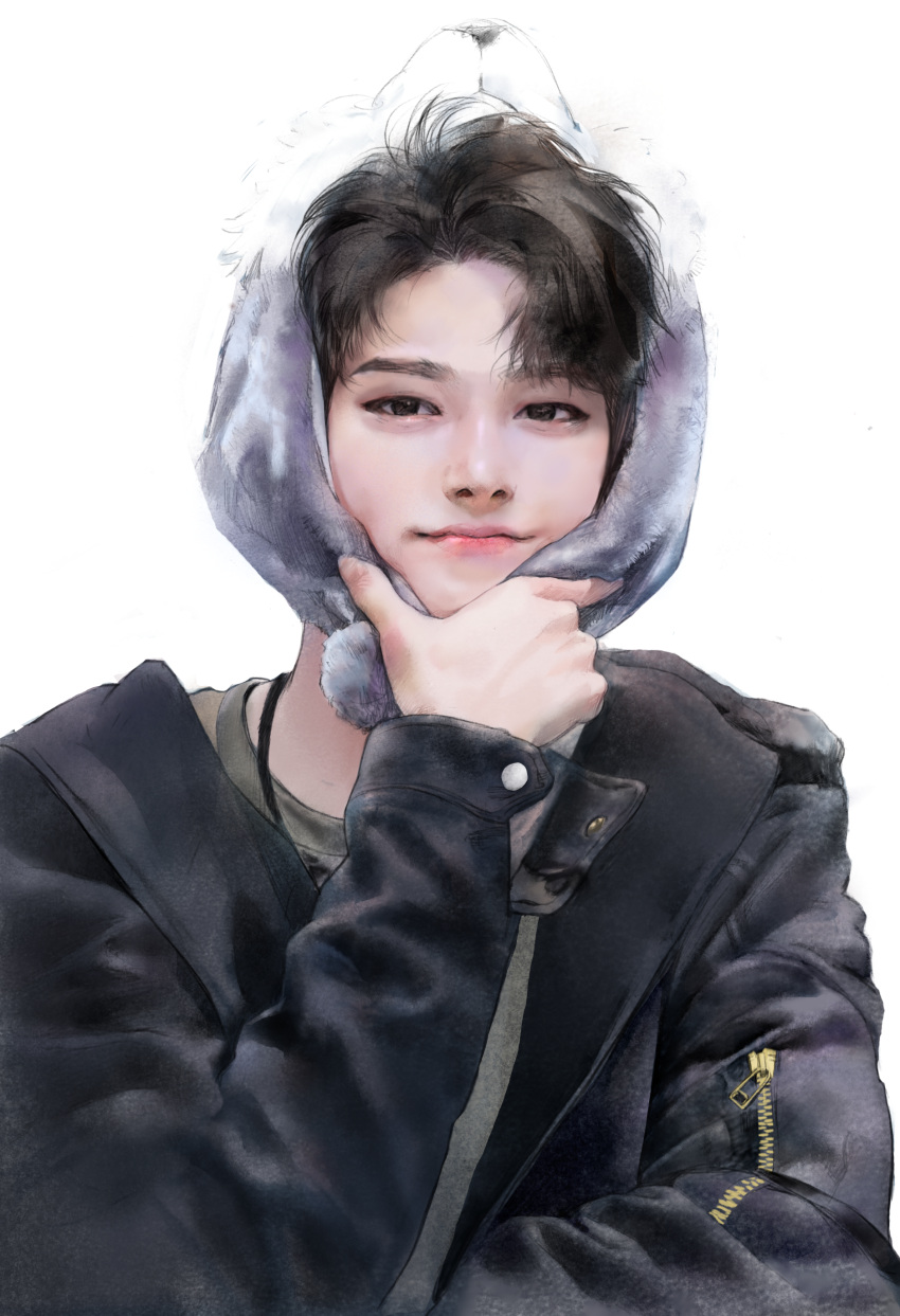 1boy, absurdres, bad_link, black_eyes, black_hair, black_jacket, bm94199, grey_shirt