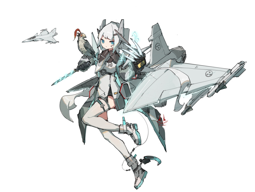 bird, blue_eyes, claws, dagger, frider, highres, holding, holding_dagger