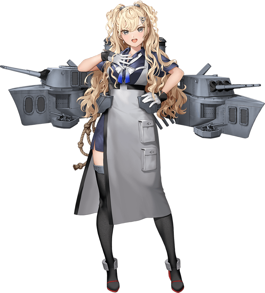 1girl, 5-inch/25-caliber_gun, 8-inch/55-caliber_gun, blonde_hair, bow, breasts, collared_shirt, full_body