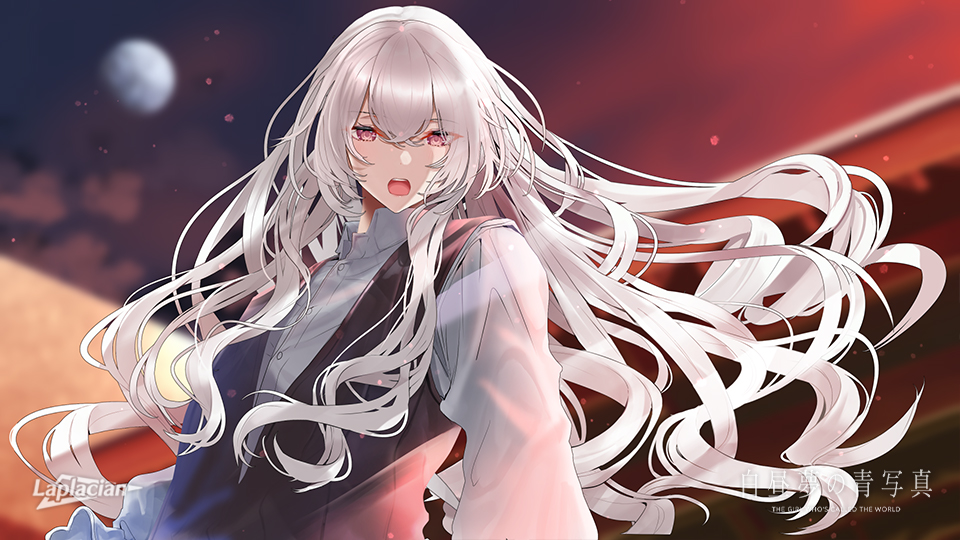 1girl, collared_shirt, eyes_visible_through_hair, hair_between_eyes, hakuchuumu_no_aojashin, long_hair, looking_at_viewer, official_art