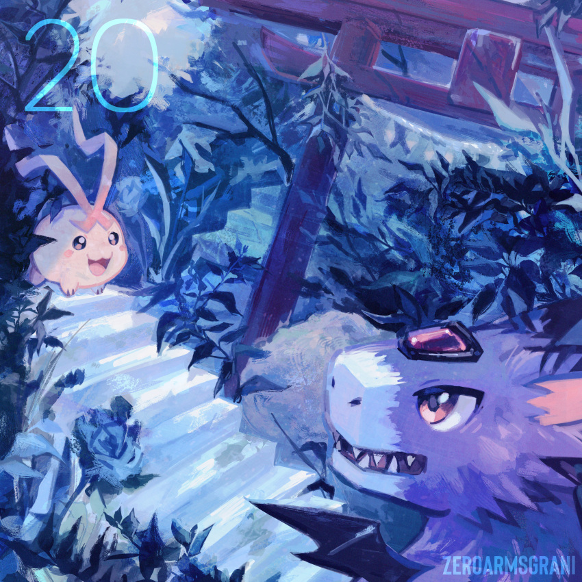 absurdres, artist_name, digimon, digimon_(creature), digital_monster_x-evolution, dorumon, grass, highres
