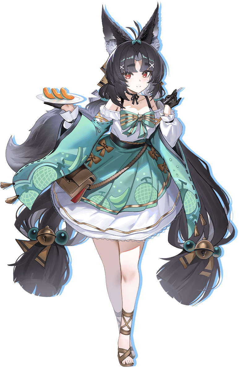 1girl, animal_ear_fluff, animal_ears, azur_lane, bag, bell, black_gloves, black_hair