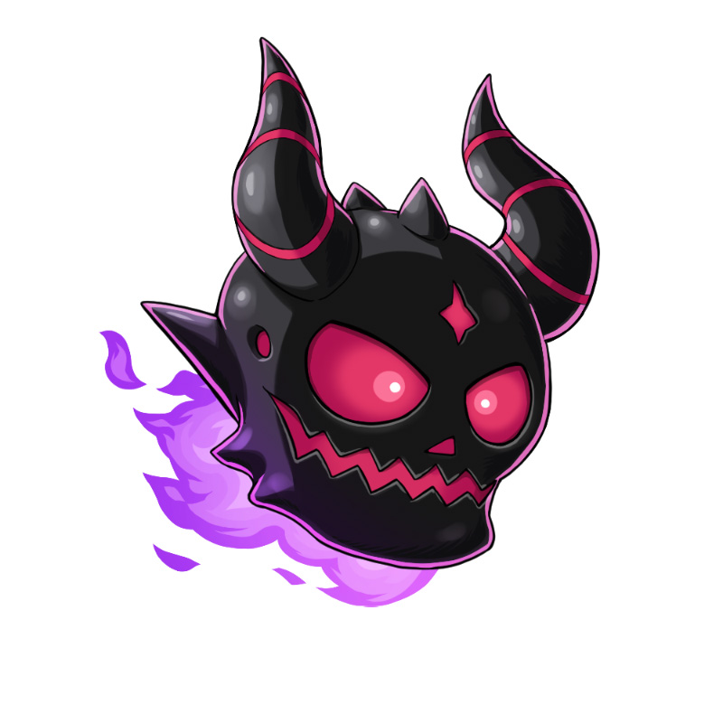 1boy, close-up, demon_lord_maxim_(galgun), fire, floating_skull, gal_guardians, gal_gun_(series), horns