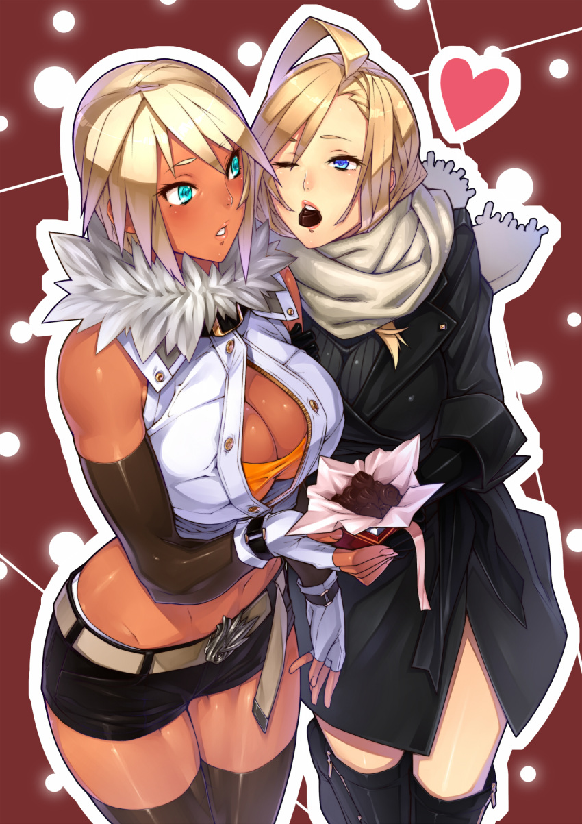 ahoge, athletic, black_legwear, black_thighhighs, blonde_hair, blue_eyes, boots, breasts