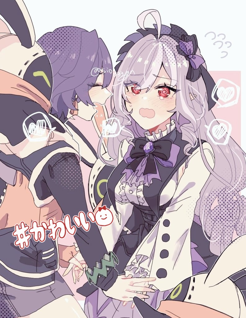 2girls, 3others, @_@, ^_^, artist_name, bangboo_(zenless_zone_zero), bangboo_18_(zenless_zone_zero), bangboo_6_(zenless_zone_zero)