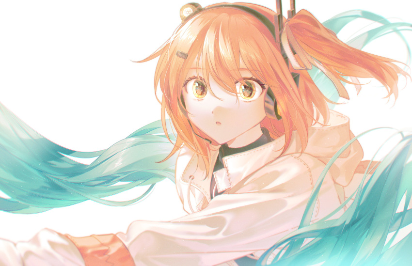 1girl, a.i._voice, absurdres, adachi_rei, black_shirt, commentary_request, hair_between_eyes, hair_ribbon