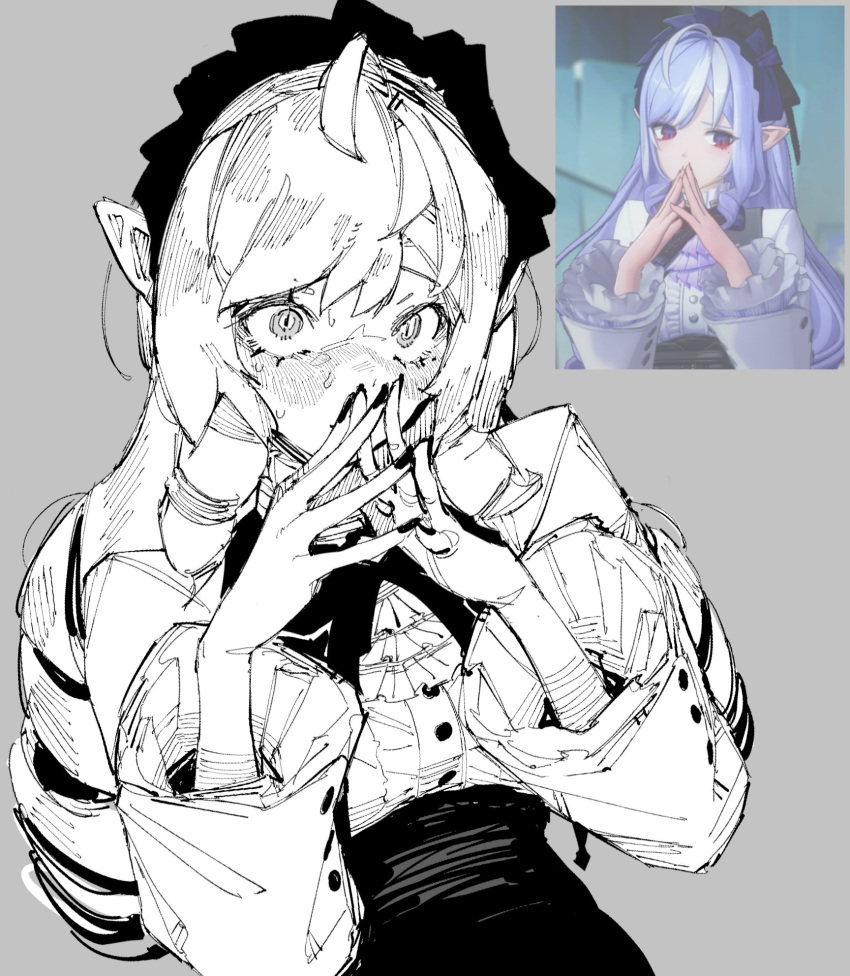 10_4_(10f0ur), 1girl, ahoge, blush, bow, bowtie, collared_shirt, commentary